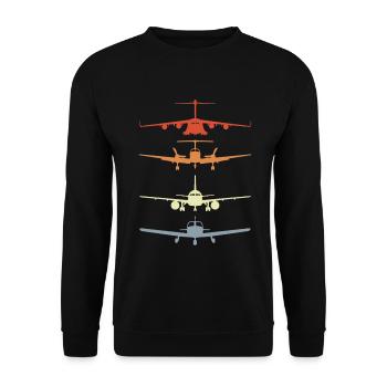 Vintage Airplane Models - Unisex Sweatshirt - black - Front - Alina (178cm) & Michal (187cm)