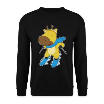Girafe Skier Ski - Sweat-shirt Unisexe - noir - Devant - Alina (178cm) & Michal (187cm)