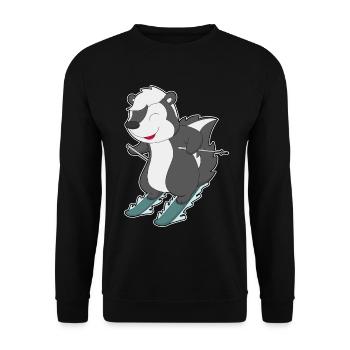 Stinktier Skifahrer Ski - Unisex Pullover - Schwarz - Vorne - Alina (178cm) & Michal (187cm)