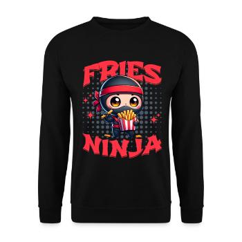 Frites Ninja Frites Ninja Restauration rapide Mignon Kawaii - Sweat-shirt Unisexe - noir - Devant - Alina (178cm) & Michal (187cm)