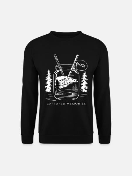Minimalistische Outdoor Erinnungen im Einmachglas - Unisex Pullover - Schwarz