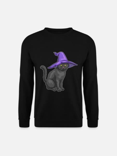 Chat Halloween Sorcière - Sweat-shirt Unisexe - noir