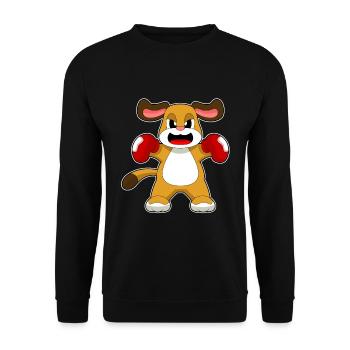Dog Boxer Boxing Gloves Boxing - Unisex Sweatshirt - black - Front - Alina (178cm) & Michal (187cm)