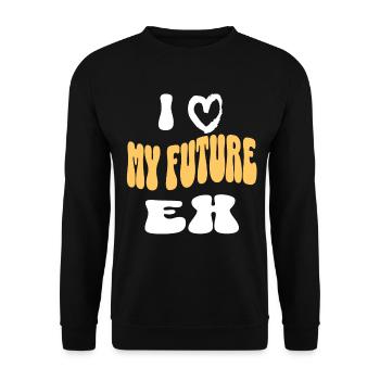 Ich liebe meine Zukunft Ex Retro Groovy Positive Vibes - Unisex Pullover - Schwarz - Vorne - Alina (178cm) & Michal (187cm)