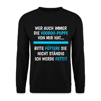 Wer Auch Immer Die Voodoo-Puppe Hat Lustig Spruch - Unisex Pullover - Schwarz - Vorne - Alina (178cm) & Michal (187cm)