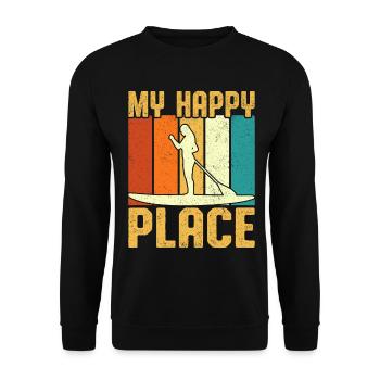 My Happy Place Girl Paddle Board Retro Vintage - Unisex Sweatshirt - black - Front - Alina (178cm) & Michal (187cm)