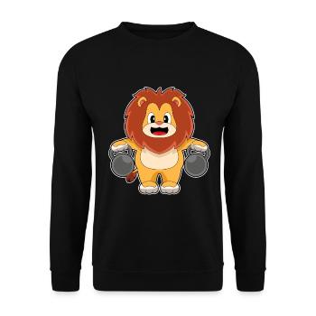 Lion Bodybuilder Dumbbells Bodybuilding - Sweat-shirt Unisexe - noir - Devant - Alina (178cm) & Michal (187cm)