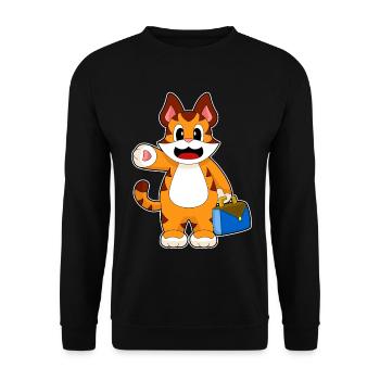 Tiger Handtasche - Unisex Pullover - Schwarz - Vorne - Alina (178cm) & Michal (187cm)