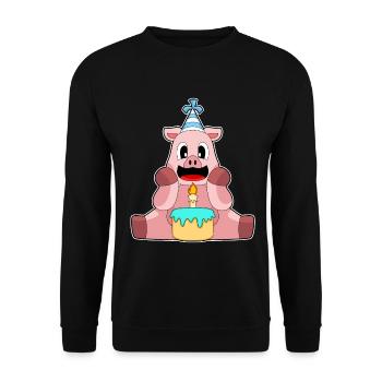 Gâteau d’anniversaire de cochon - Sweat-shirt Unisexe - noir - Devant - Alina (178cm) & Michal (187cm)