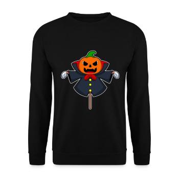 Vogelscheuche Halloween Kürbis - Unisex Pullover - Schwarz - Vorne - Alina (178cm) & Michal (187cm)