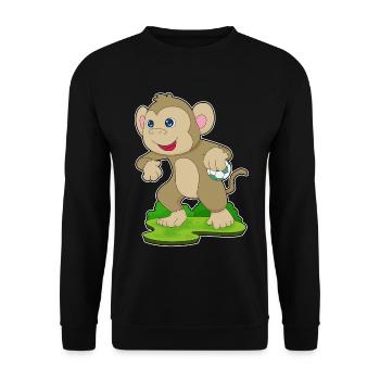 Affe Handballspieler Handball - Unisex Pullover - Schwarz - Vorne - Alina (178cm) & Michal (187cm)