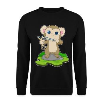 Monkey Slingshot - Unisex Sweatshirt - black - Front - Alina (178cm) & Michal (187cm)