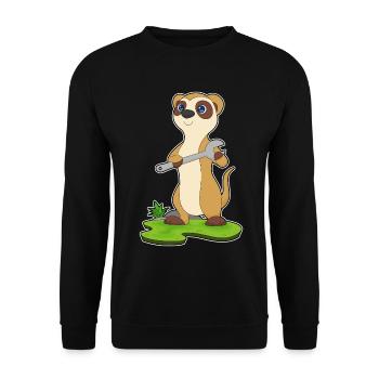 Erdmännchen Handwerker Schraubenschlüssel - Unisex Pullover - Schwarz - Vorne - Alina (178cm) & Michal (187cm)