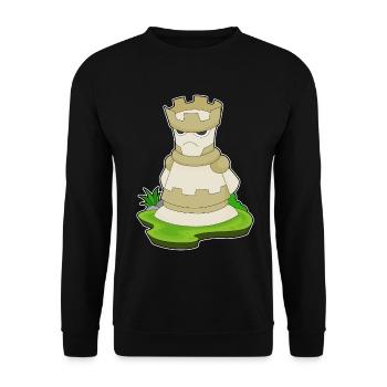 Chess Piece Tower Chess - Unisex Sweatshirt - black - Front - Alina (178cm) & Michal (187cm)