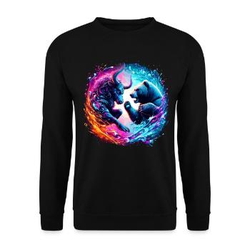 Bull vs Bear Exchange Battle - Unisex Sweatshirt - black - Front - Alina (178cm) & Michal (187cm)