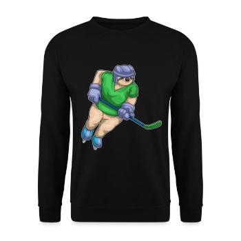 Faultier Eishockey Eishockeyschläger - Unisex Pullover - Schwarz - Vorne - Alina (178cm) & Michal (187cm)