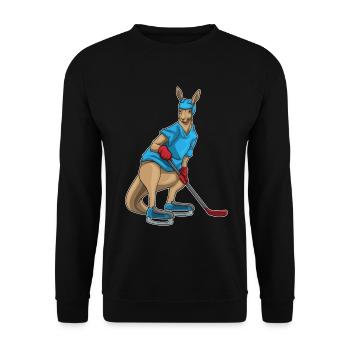 Känguru Eishockey Eishockeyschläger - Unisex Pullover - Schwarz - Vorne - Alina (178cm) & Michal (187cm)
