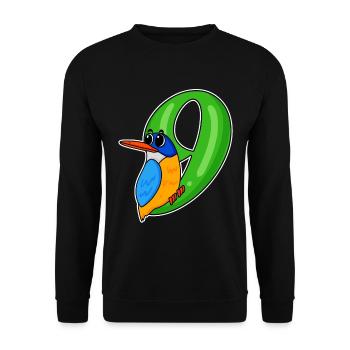 9. Geburtstag Motiv Vogel - 9 Jahre - Unisex Pullover - Schwarz - Vorne - Alina (178cm) & Michal (187cm)