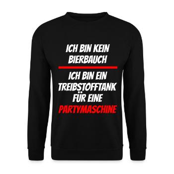 Ich Bin Kein Bierbauch Treibstofftank Partymaschin - Unisex Pullover - Schwarz - Vorne - Alina (178cm) & Michal (187cm)