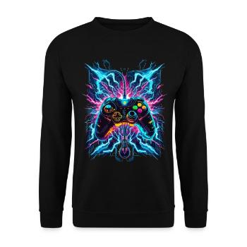 Neon Blitz Power Gaming Controller - Unisex Sweatshirt - black - Front - Alina (178cm) & Michal (187cm)
