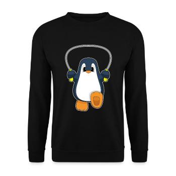Pinguin Seilspringen Springseil Fitness - Unisex Pullover - Schwarz - Vorne - Alina (178cm) & Michal (187cm)