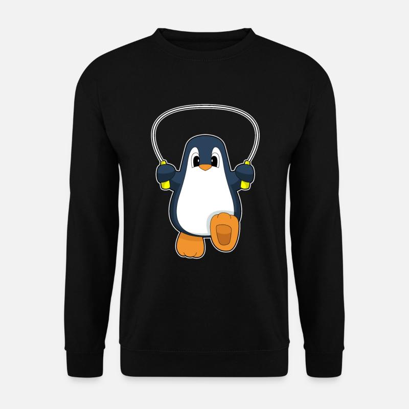 Pinguin Seilspringen Springseil Fitness - Unisex Pullover - Schwarz