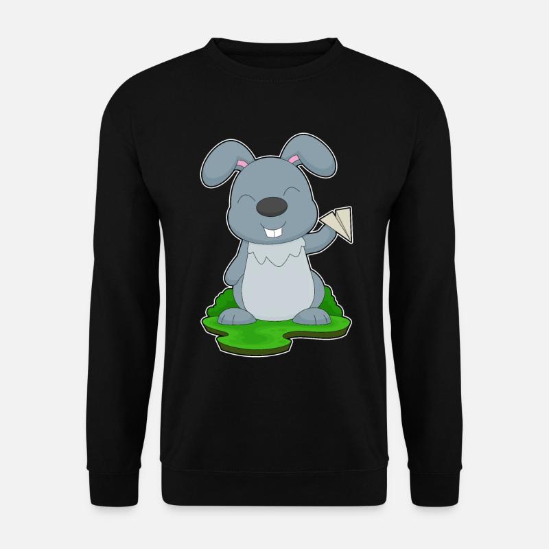 Hase Papierflugzeug - Unisex Pullover - Schwarz