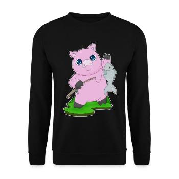 Pêche au poisson pêcheur cochon - Sweat-shirt Unisexe - noir - Devant - Alina (178cm) & Michal (187cm)