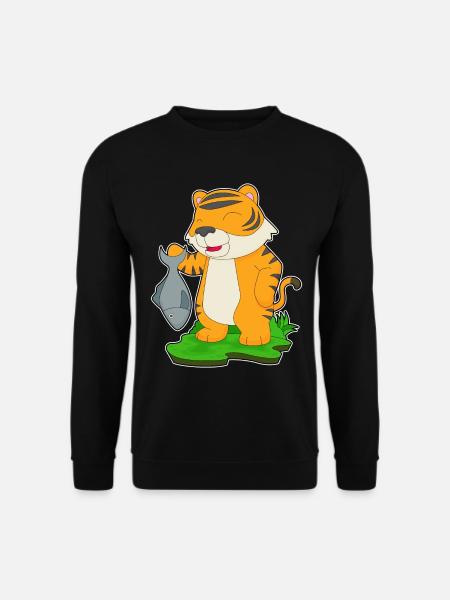 Tiger Angler Fisch Angeln - Unisex Pullover - Schwarz