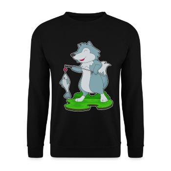 Pêche au poisson pêcheur loup-loup - Sweat-shirt Unisexe - noir - Devant - Alina (178cm) & Michal (187cm)