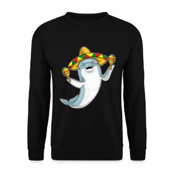 Dolphin Musician Rattle Music - Unisex Sweatshirt - black - Front - Alina (178cm) & Michal (187cm)