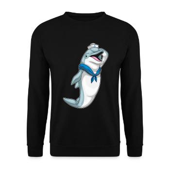 Dolphin Sailor Chapeau de marin - Sweat-shirt Unisexe - noir - Devant - Alina (178cm) & Michal (187cm)