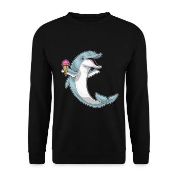 Delfin Waffeleis - Unisex Pullover - Schwarz - Vorne - Alina (178cm) & Michal (187cm)