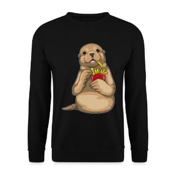 Seal French fries - Unisex Sweatshirt - black - Front - Alina (178cm) & Michal (187cm)