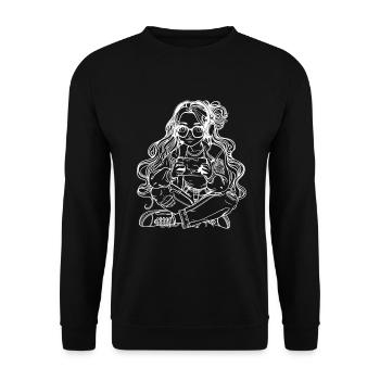Dessin de fille de jeu - Sweat-shirt Unisexe - noir - Devant - Alina (178cm) & Michal (187cm)