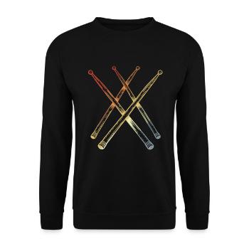 Retro Schlagzeugstöcke Skizze - Unisex Pullover - Schwarz - Vorne - Alina (178cm) & Michal (187cm)
