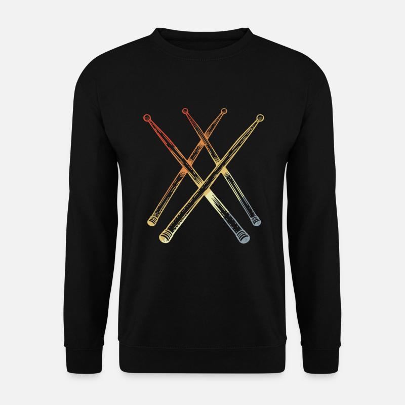 Retro Schlagzeugstöcke Skizze - Unisex Pullover - Schwarz