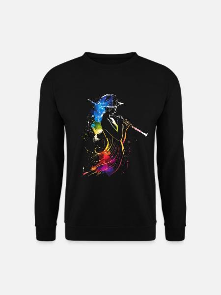 Flute player Retrowave - Unisex Sweatshirt - black