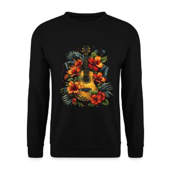 Funny Ukulele - Unisex Sweatshirt - black - Front - Alina (178cm) & Michal (187cm)