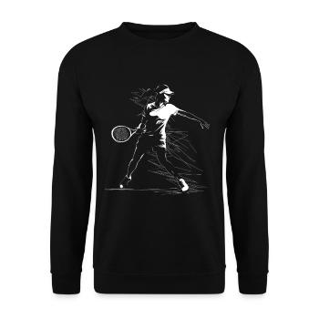 Tennisspielerin Skizze - Unisex Pullover - Schwarz - Vorne - Alina (178cm) & Michal (187cm)