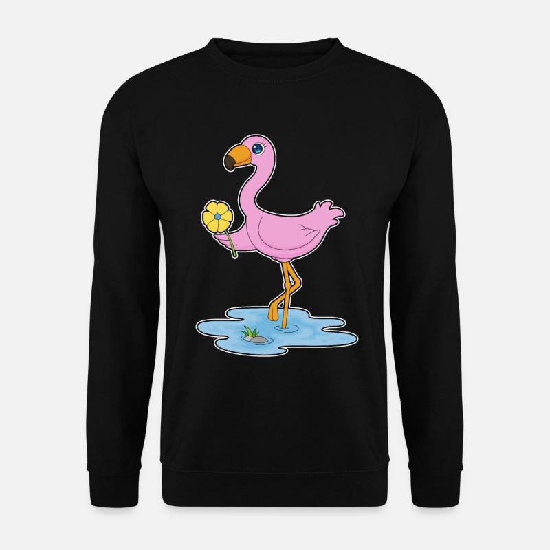 Flamingo Blume - Unisex Pullover - Schwarz