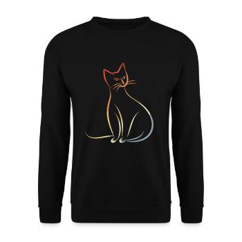 Cat Sketch Retro - Unisex Sweatshirt - black - Front - Alina (178cm) & Michal (187cm)