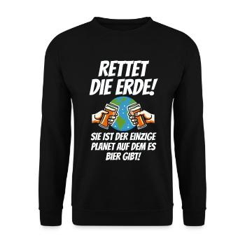 Rettet Die Erde Bier Planet Lustiges Bierliebhaber - Unisex Pullover - Schwarz - Vorne - Alina (178cm) & Michal (187cm)