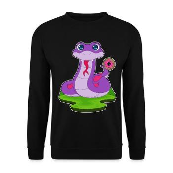 Schlange Donut - Unisex Pullover - Schwarz - Vorne - Alina (178cm) & Michal (187cm)