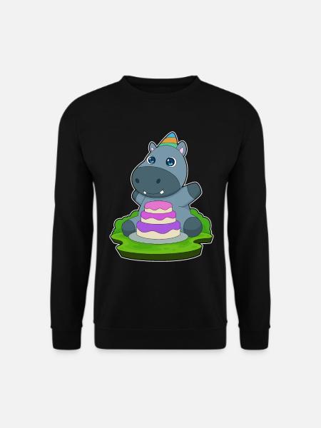 Gâteau d’anniversaire hippopotame - Sweat-shirt Unisexe - noir