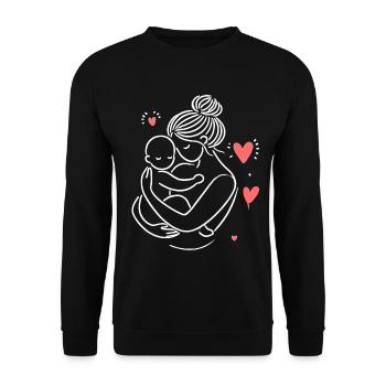 Intimate Mother-Child Love – Minimalist Illustrations - Unisex Sweatshirt - black - Front - Alina (178cm) & Michal (187cm)