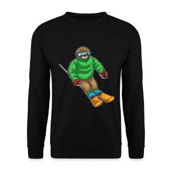 Faultier Skifahrer Ski - Unisex Pullover - Schwarz - Vorne - Alina (178cm) & Michal (187cm)
