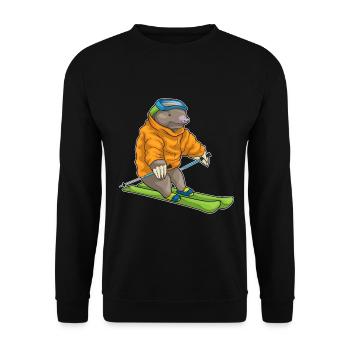 Maulwurf Skifahrer Ski - Unisex Pullover - Schwarz - Vorne - Alina (178cm) & Michal (187cm)