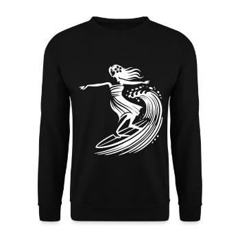 Surfing Hula Girl Hawaii Vintage Surf Art - Unisex Sweatshirt - black - Front - Alina (178cm) & Michal (187cm)