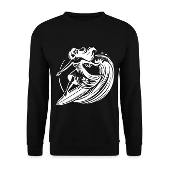 Hawaiian Surf Girl on Waves Tropical - Unisex Sweatshirt - black - Front - Alina (178cm) & Michal (187cm)